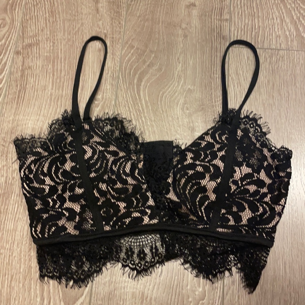 Black lace crop top size S going out night cute